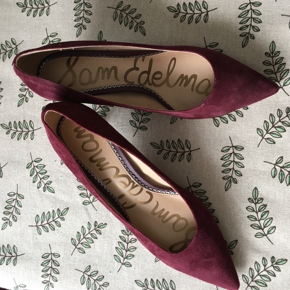 - Sam Edelman Suede Burgundy Dori Kitten Hea… - Picture 3 of 5